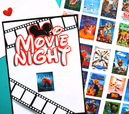 Disney movie night printables envelopes activity