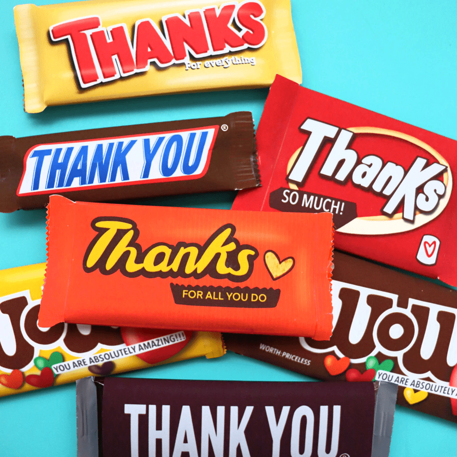 Thank you candy bar WRAPPER printables - A girl and a glue gun