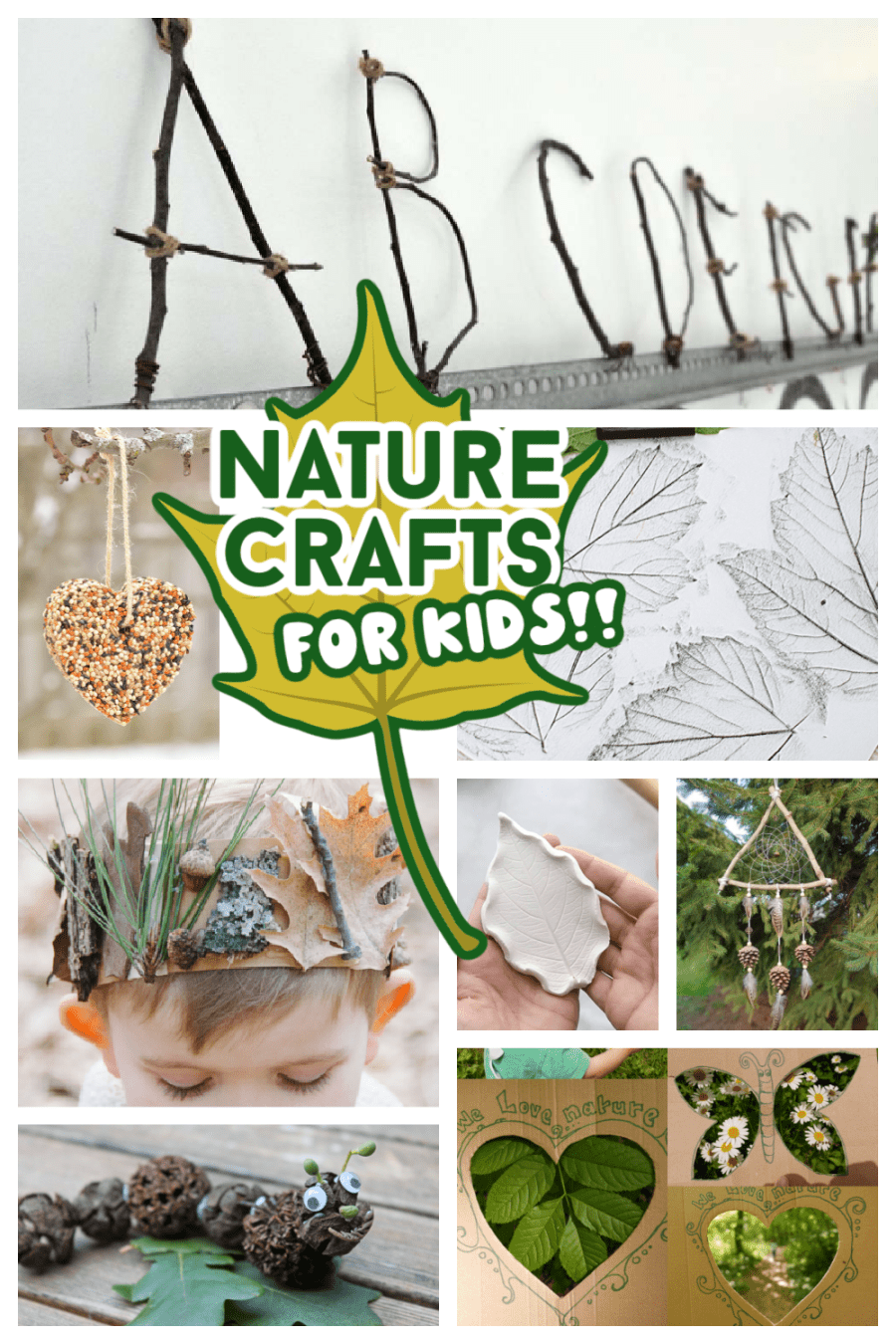 Nature crafts for kids - A girl and a glue gun
