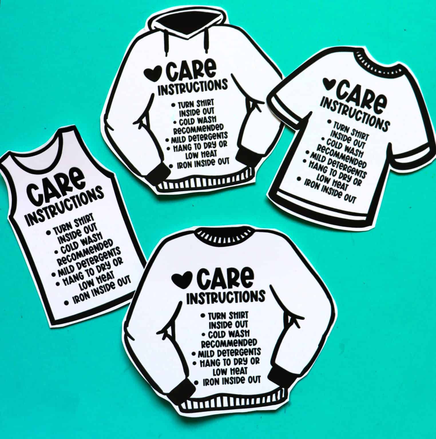 Free printable care instructions for vinyl shirts - A girl and a glue gun