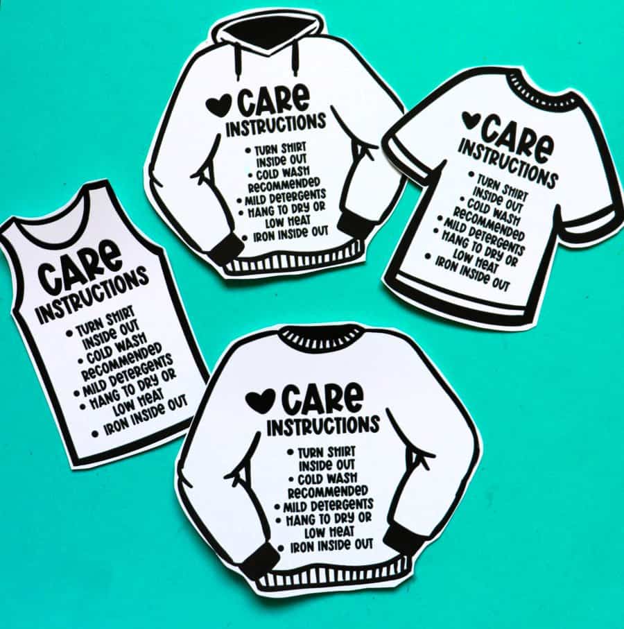 Printable Care Cards for HTV & Iron On Garments {{Cricut Print & Cut}}