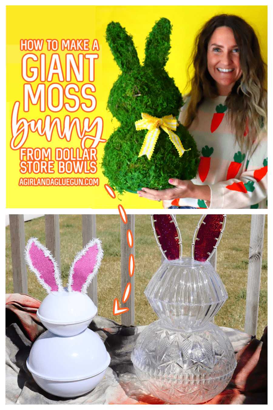 how to make a giant moss bunny from dollar store bowls _ full tutorial