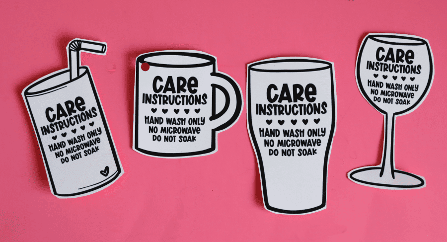 Vinyl cup care instructions- free printables! - A girl and a glue gun