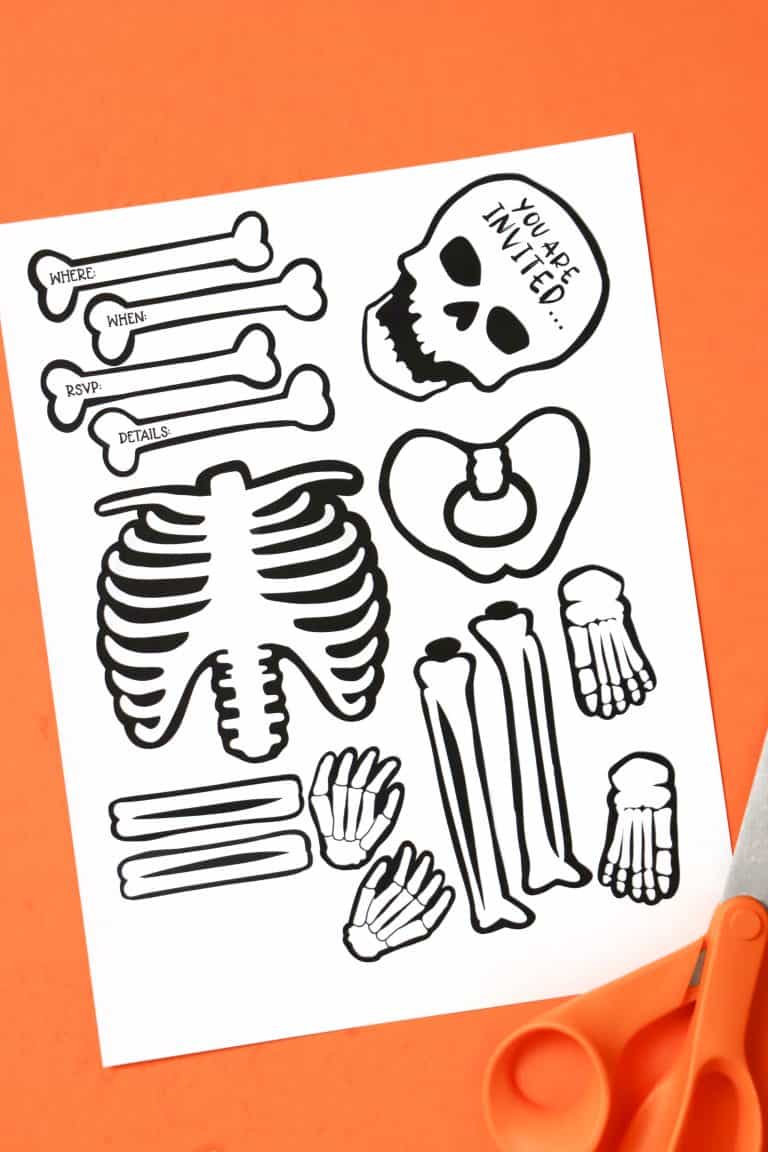 Halloween invitations Skeleton printables - A girl and a glue gun
