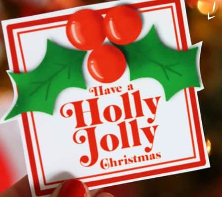 holly jolly generic christmas printable gift tag