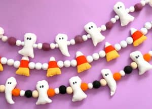 halloween garland candy corn and ghosts