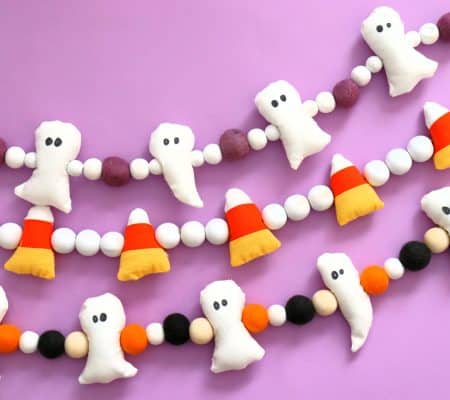 halloween garland candy corn and ghosts