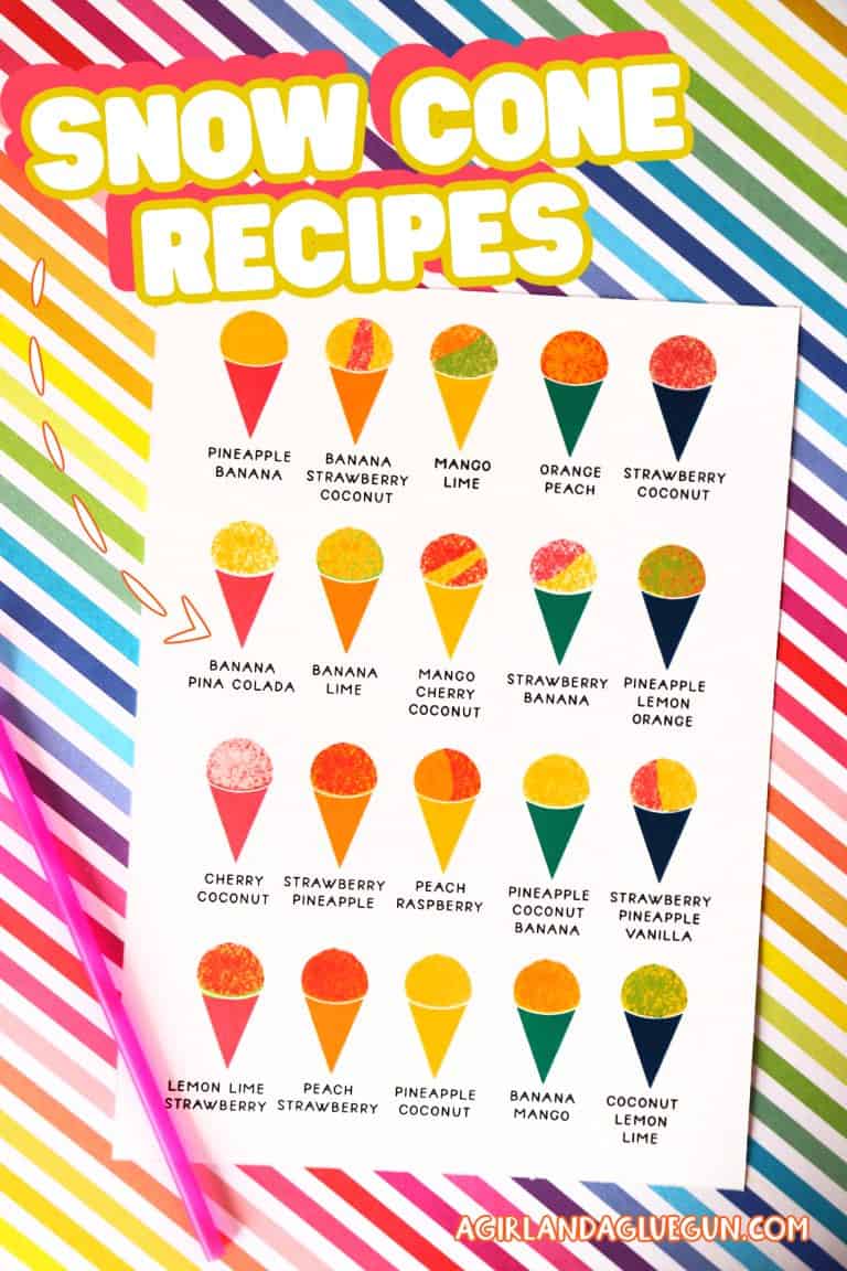 Snow Cone recipe- free printables - A girl and a glue gun