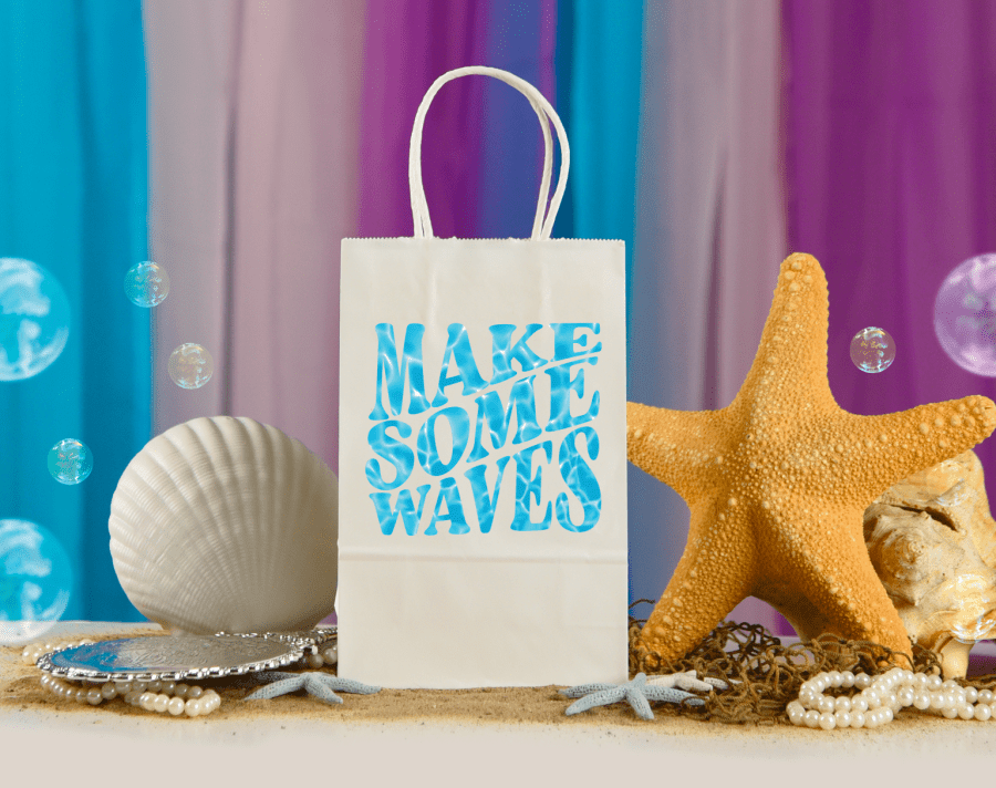 bag with printed lettering that says make some waves