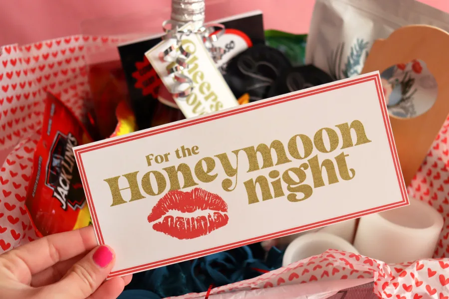 Honeymoon Night Basket Bridal Shower Gift - A girl and a glue gun
