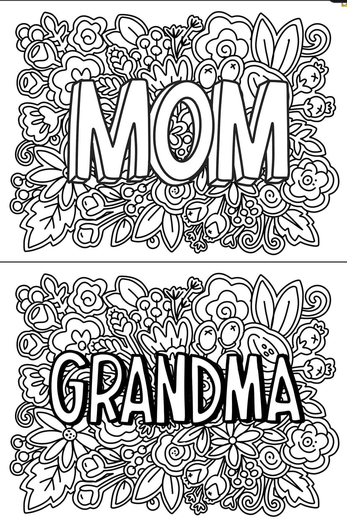 Mother's Day coloring cards - A girl and a glue gun