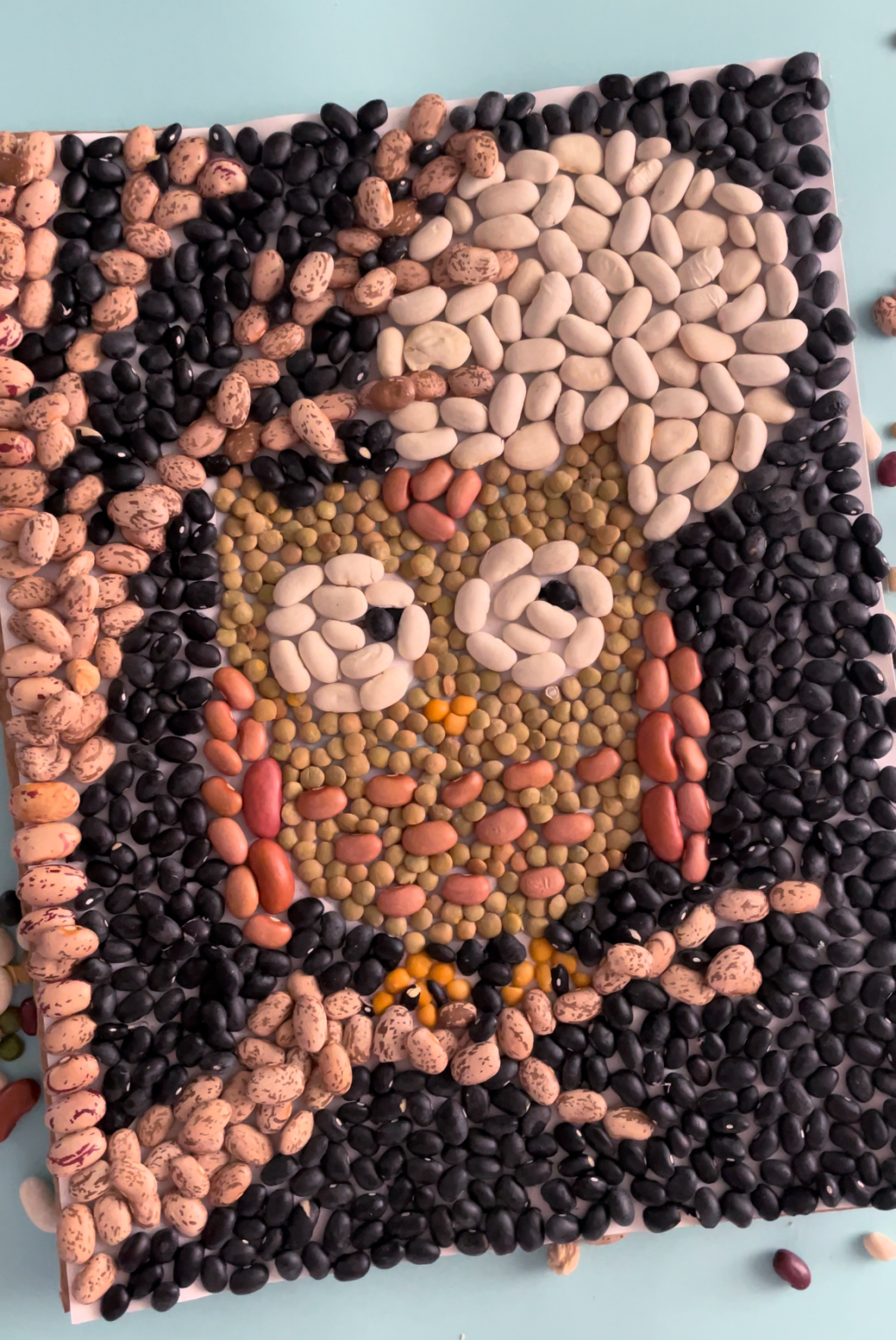 Bean Art- Kids Craft - A girl and a glue gun
