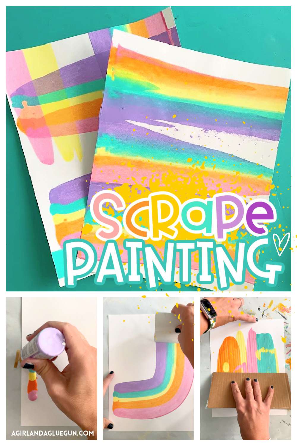 Scrape painting- kids craft - A girl and a glue gun