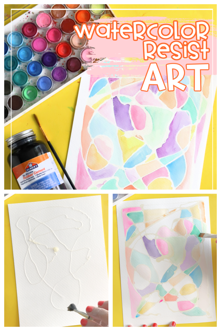 Easy Watercolor Resist Art - A girl and a glue gun