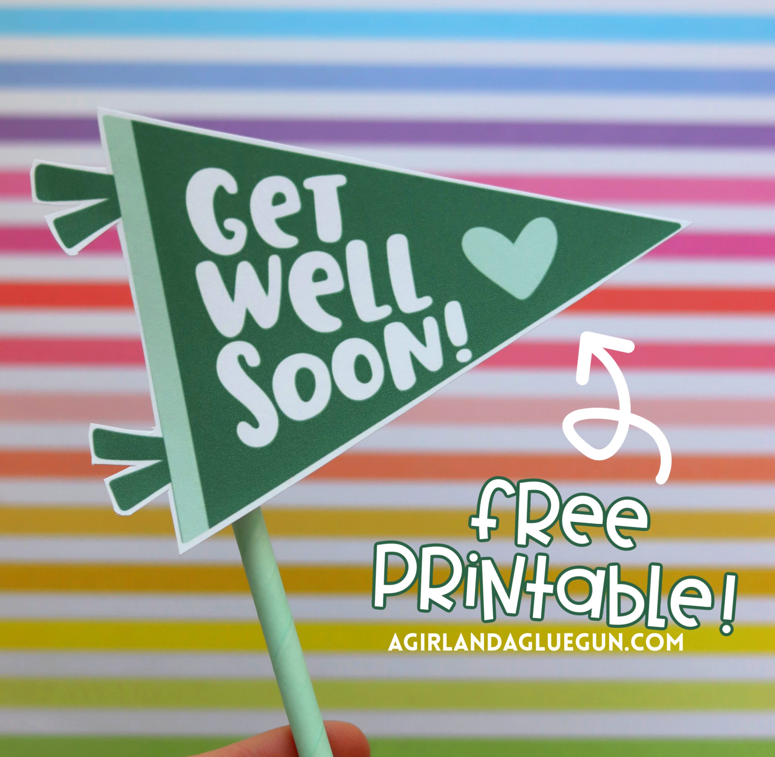 Thinking of you/ get well soon printable tag - A girl and a glue gun